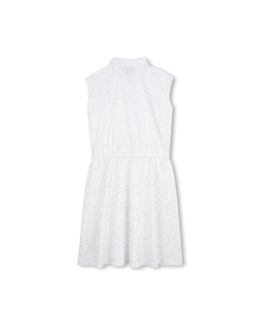 dress half button down waisted allover logo print - white-10p