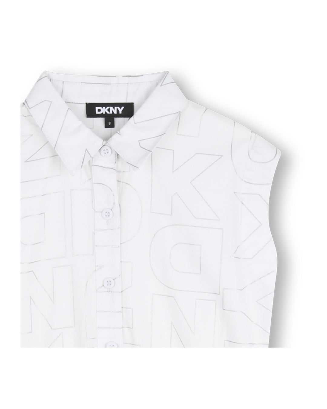 dress half button down waisted allover logo print - white-10p