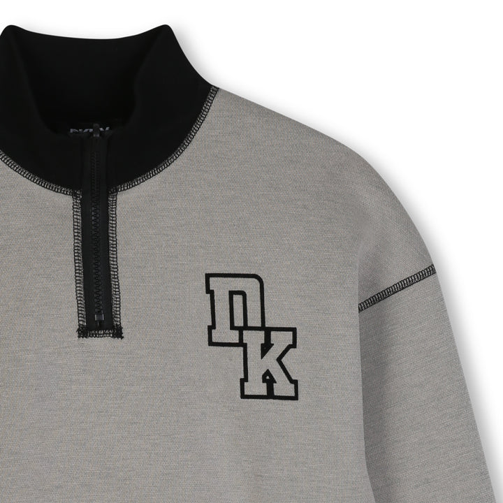 top l/s color trim quarter zip sweatshirt - beige/black-p90
