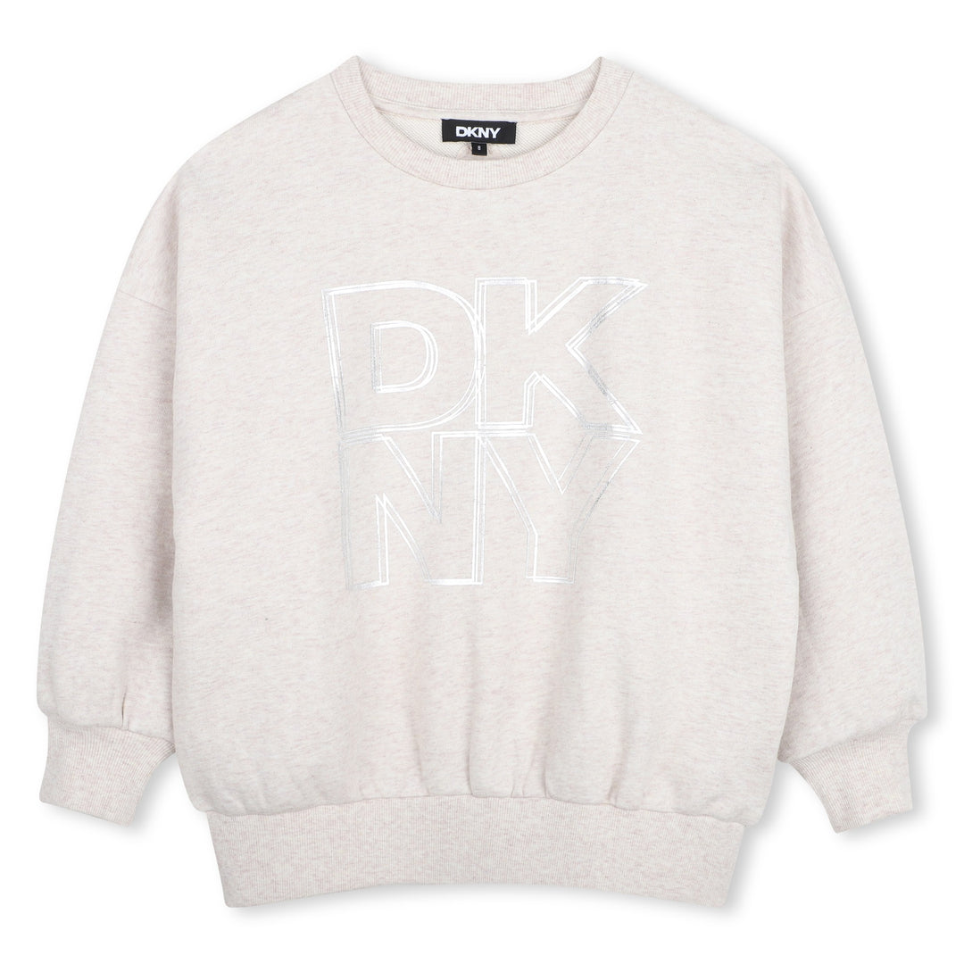 top l/s metallic logo sweatshirt - chine beige-c10