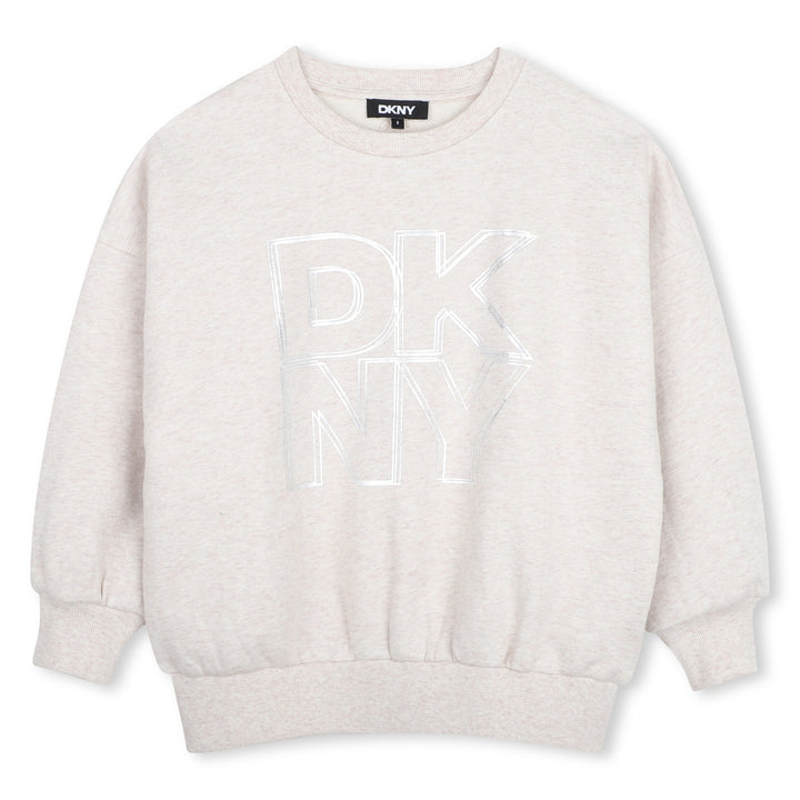 top l/s metallic logo sweatshirt - chine beige-c10