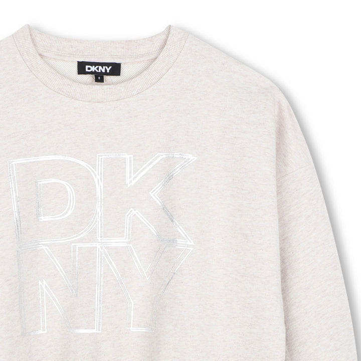 top l/s metallic logo sweatshirt - chine beige-c10