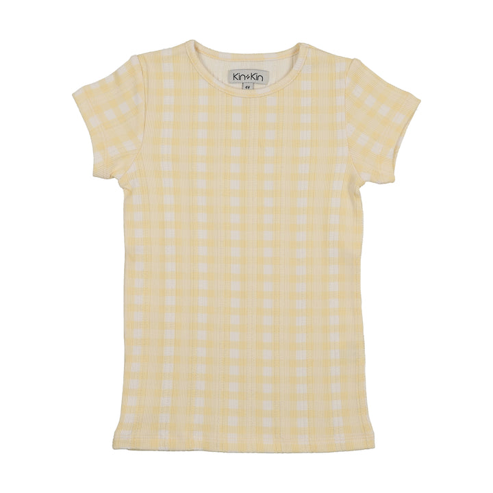 tee s/s printed - yellow gingham