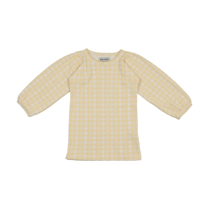 tee 3/4 printed - yellow gingham