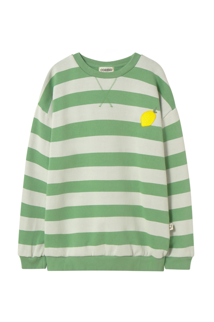 top l/s striped lemon patch sweatshirt - green