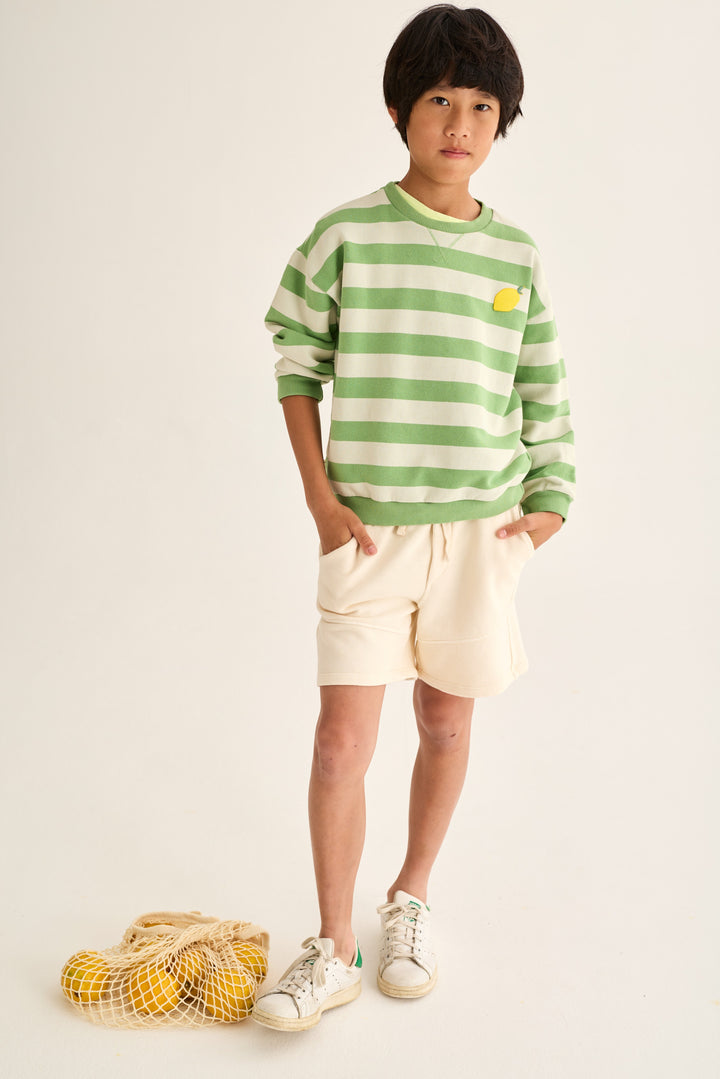 top l/s striped lemon patch sweatshirt - green