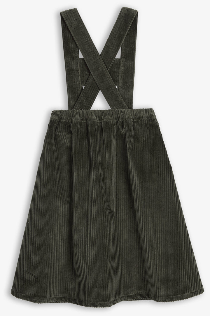 dress corduroy crossback jumper with small embroidery  - kaki