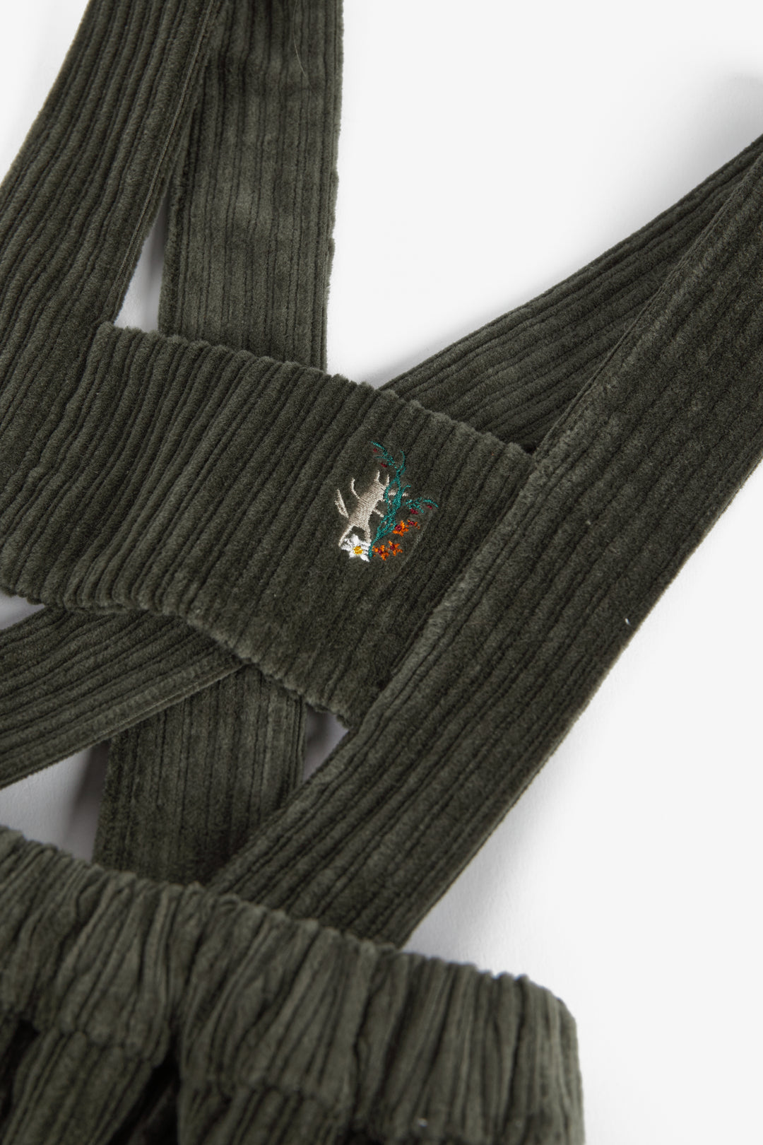 dress corduroy crossback jumper with small embroidery  - kaki