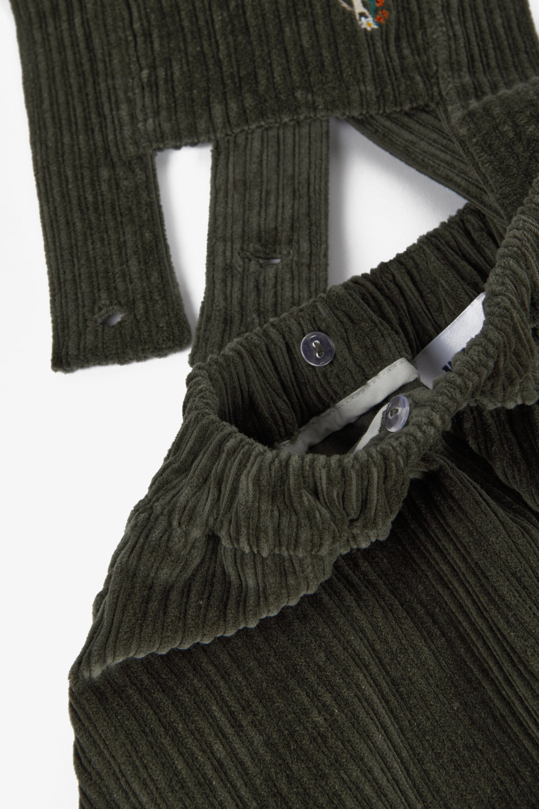 dress corduroy crossback jumper with small embroidery  - kaki