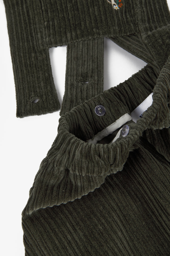 dress corduroy crossback jumper with small embroidery  - kaki