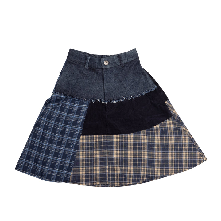skirt denim plaid - navy-3