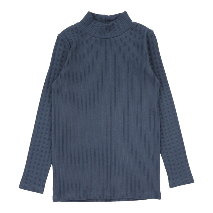 top l/s double ribbed mockneck - off blue