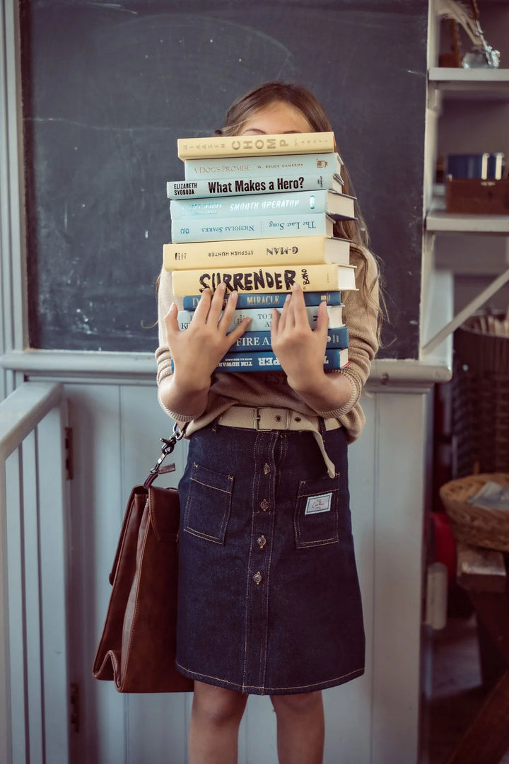 skirt denim button down with tan buckle - denim