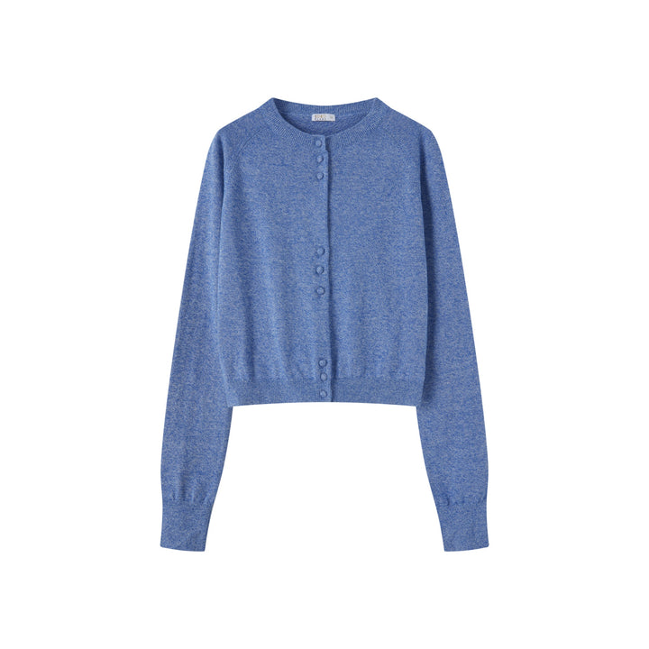 top l/s clustered button knit cardigan - blue