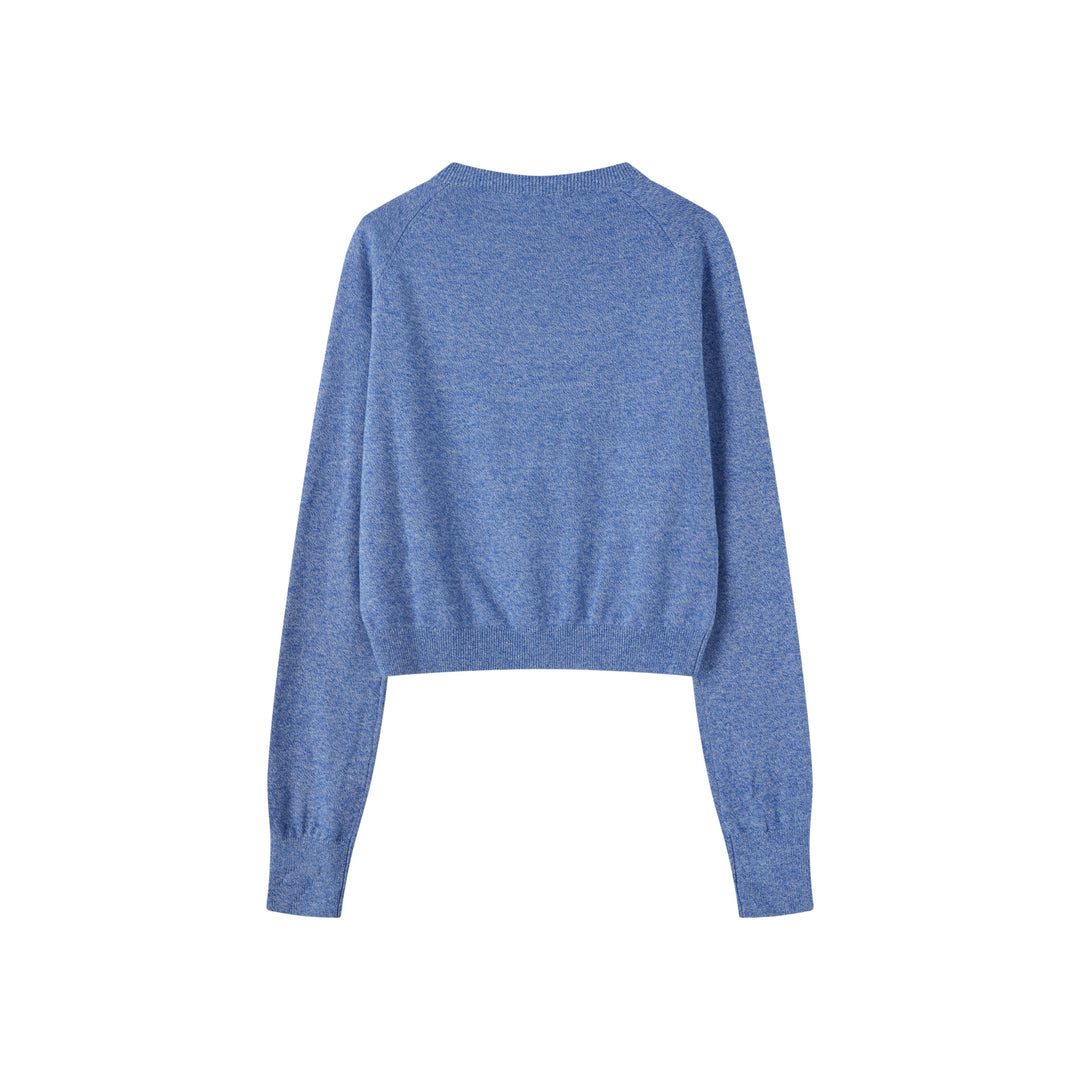 top l/s clustered button knit cardigan - blue