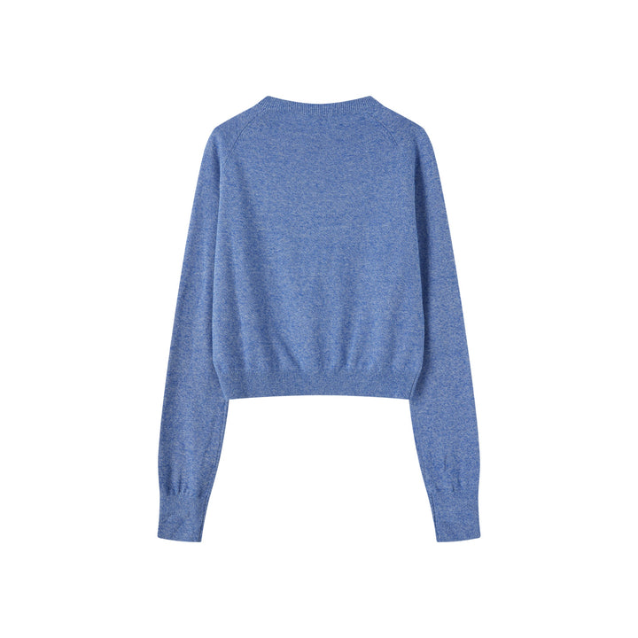 top l/s clustered button knit cardigan - blue