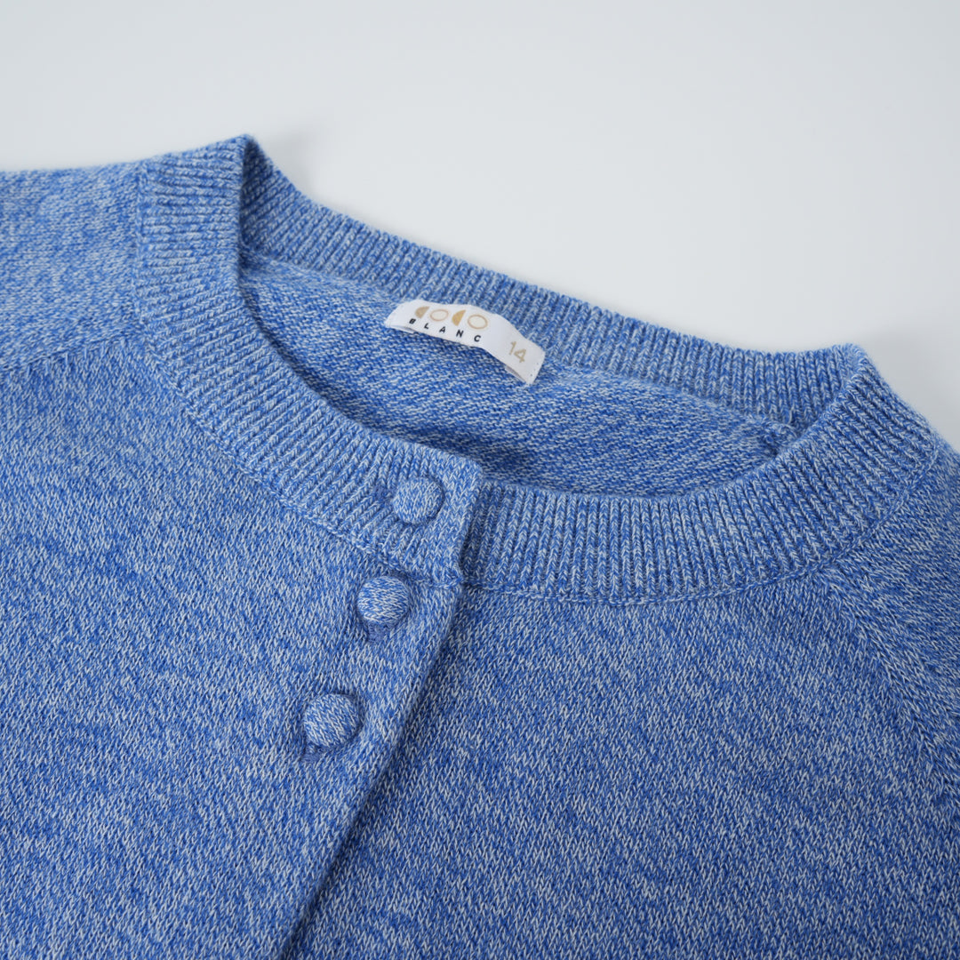 top l/s clustered button knit cardigan - blue