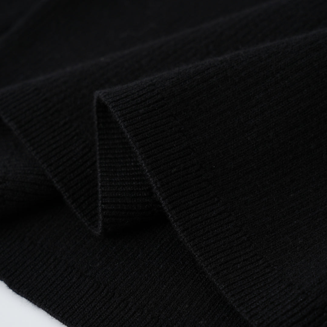 top l/s knit sweater with contrast collar - black/cream