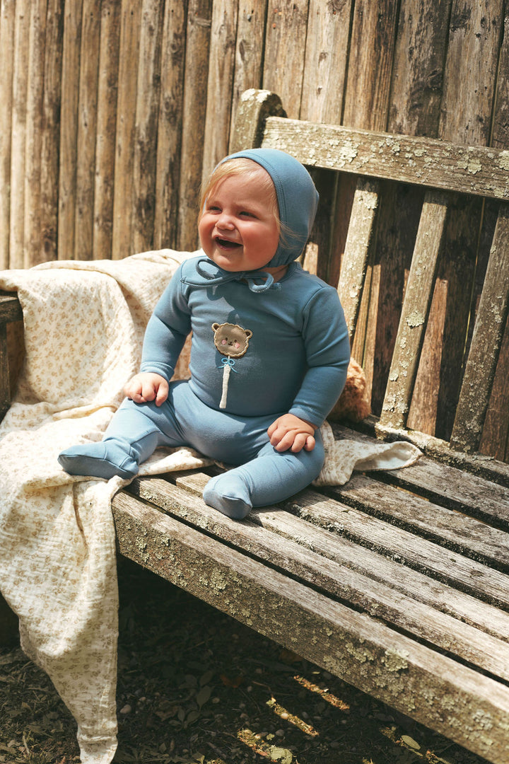 footie bear string pop with bonnet - blue