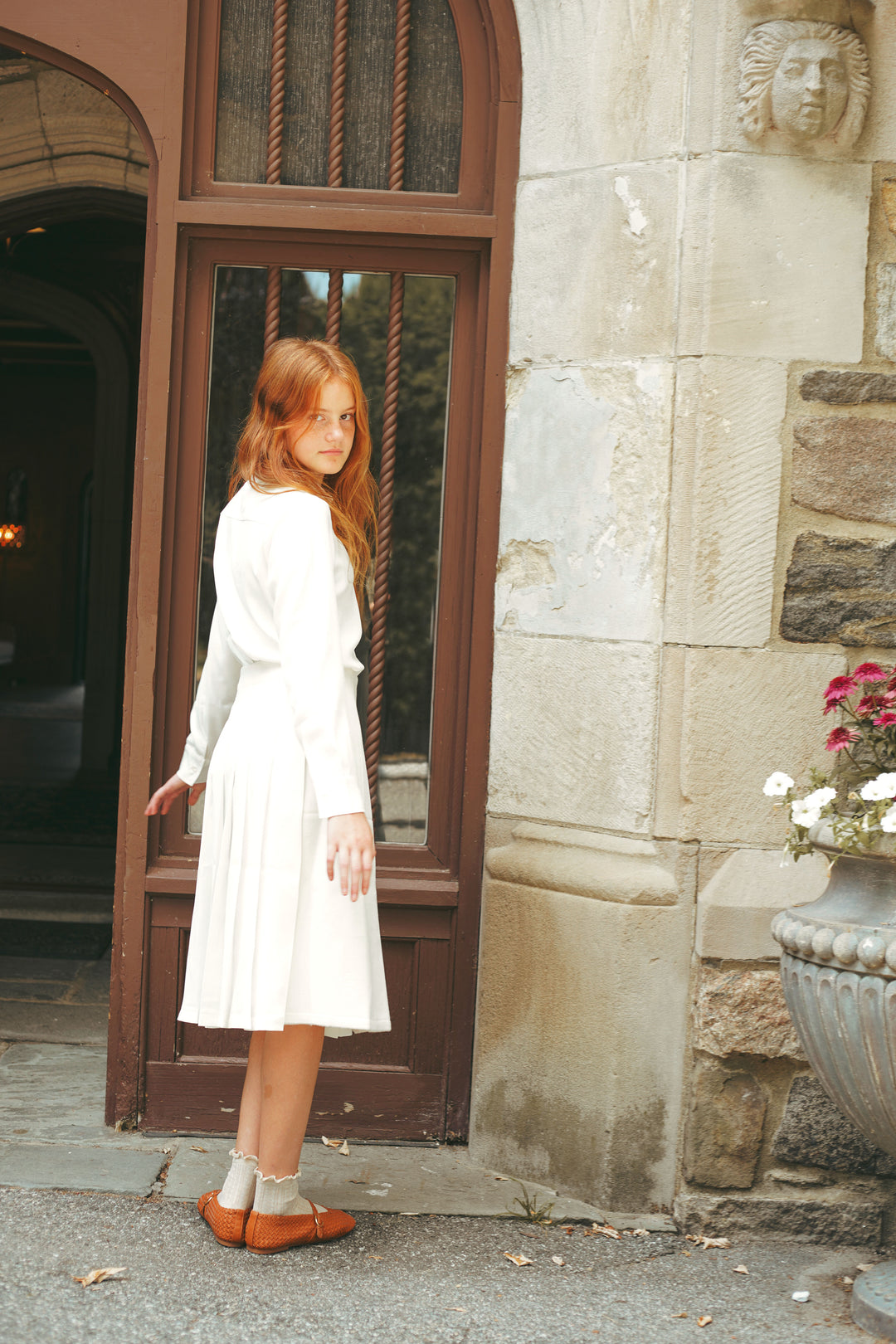 shirt l/s satin blouse - white