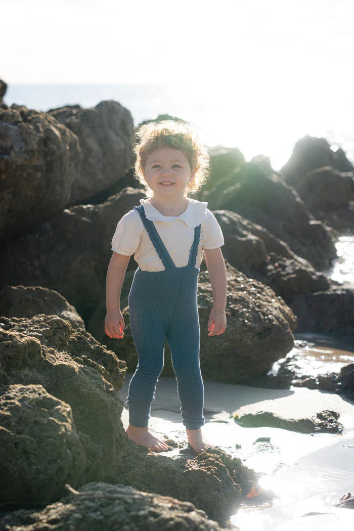overall ribbed with ruffled suspender long - 214-bone