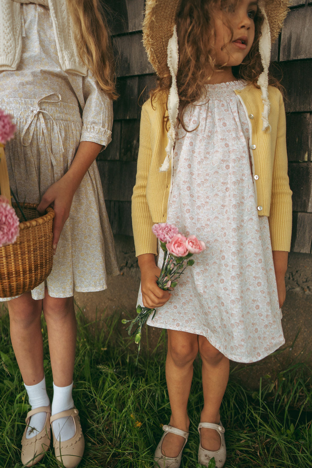 dress 3/4 sleeve sunny blossoms smocked - bud pink