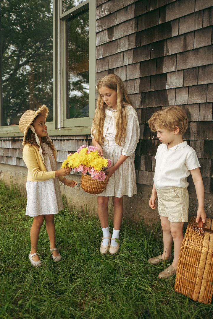 shorts sunny blossoms - yellow mini plaid