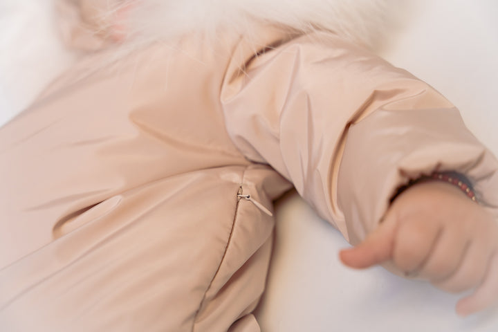 snowsuit side zipper two piece with fur - blush pink