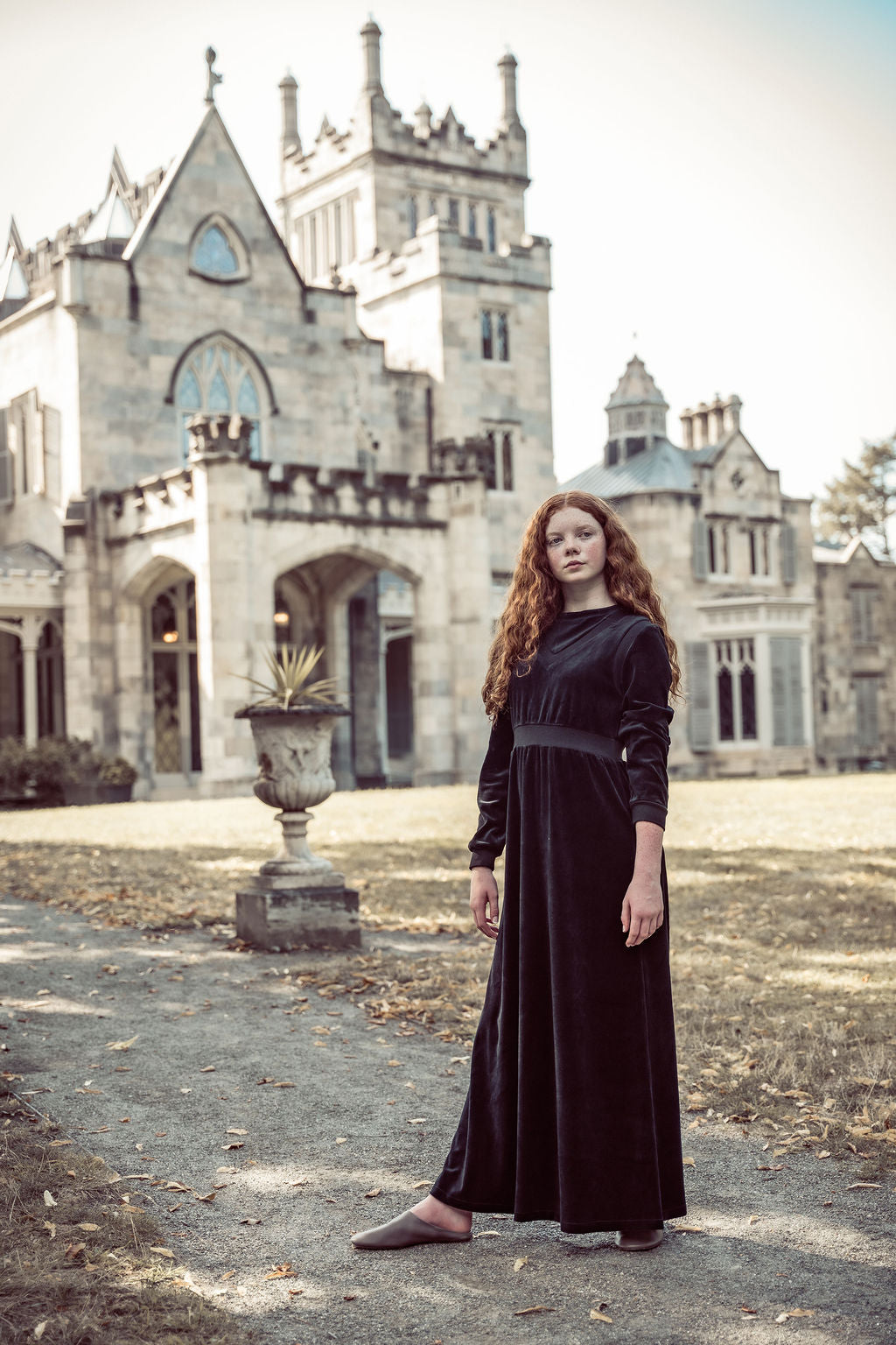 maxi dress velour vested - black