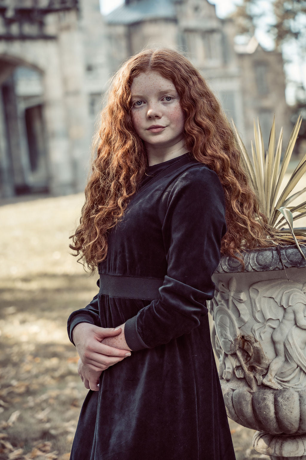 maxi dress velour vested - black