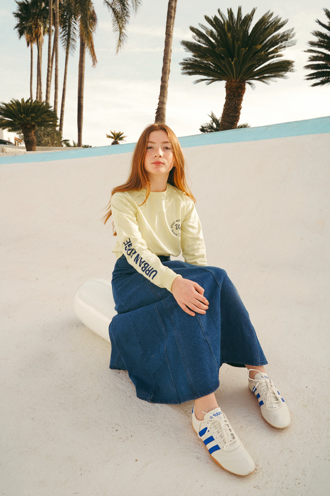 tee l/s oversized raglan logo - yellow