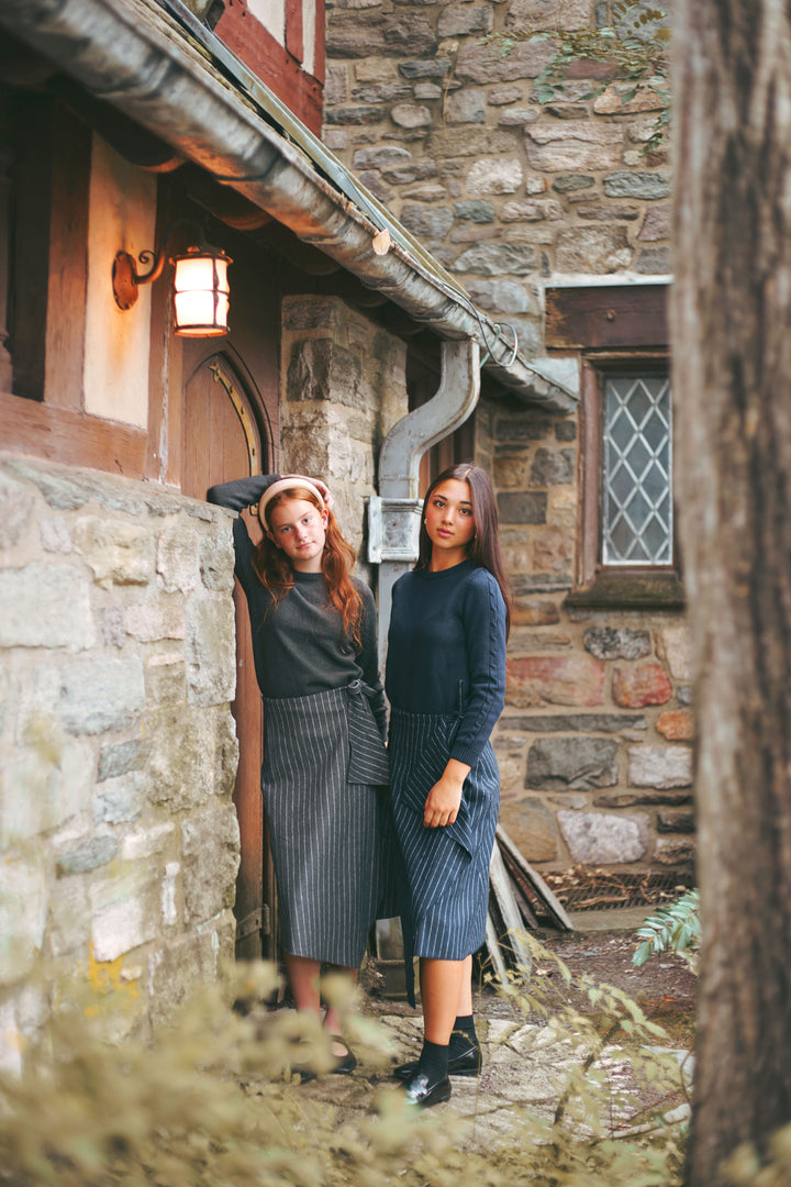 top l/s chunky knit sweater - grey