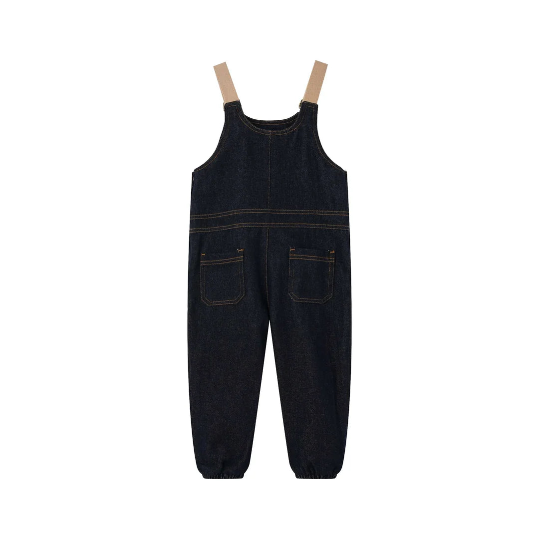 one piece denim long pocket overalls - denim