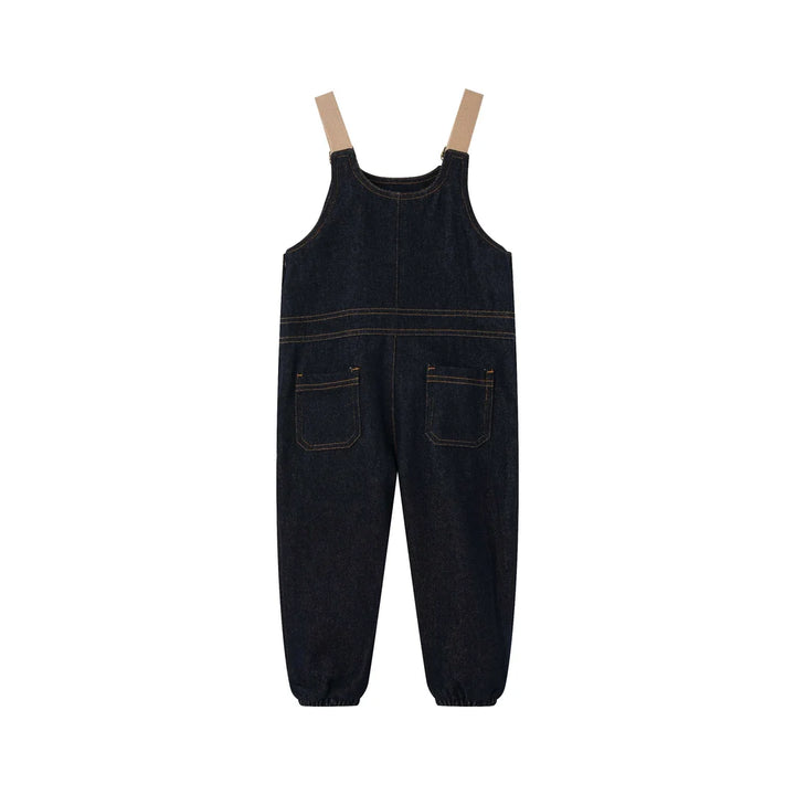one piece denim long pocket overalls - denim