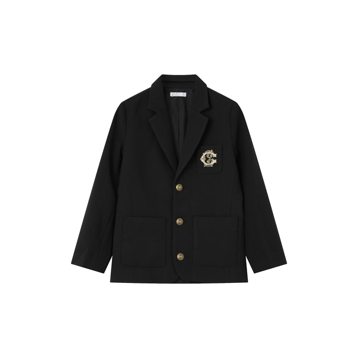 blazer woven crest - black