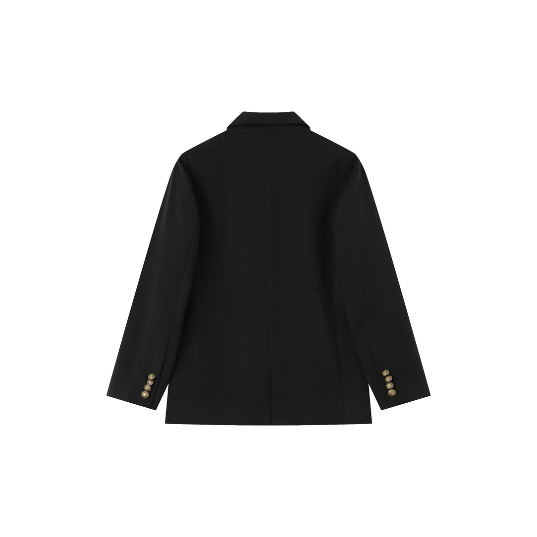 blazer woven crest - black