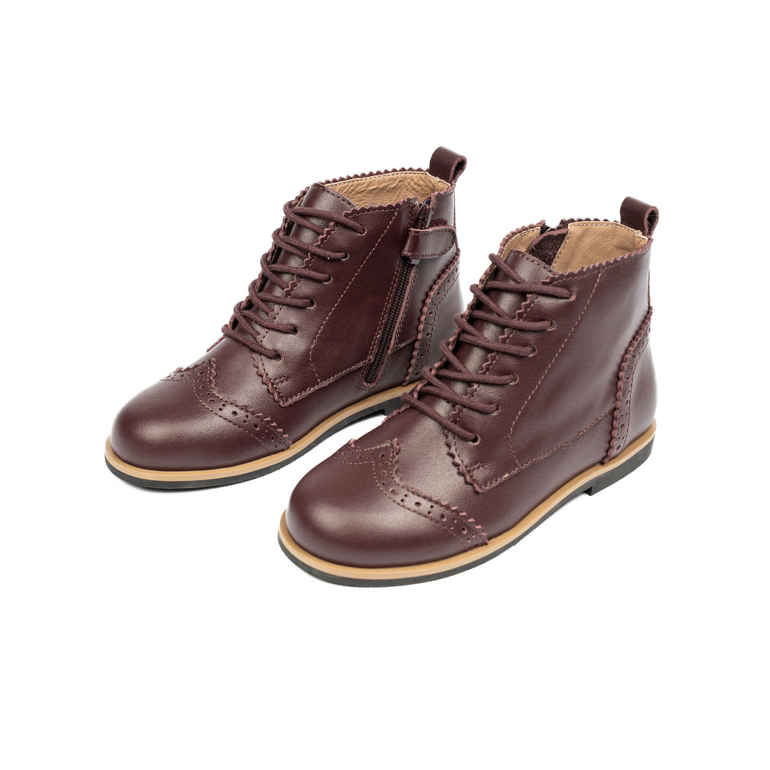 shoes emily leather wingtip lace booties - cherry leather
