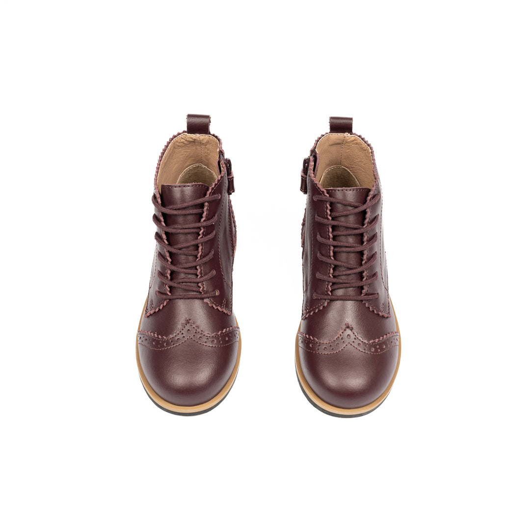 shoes emily leather wingtip lace booties - cherry leather