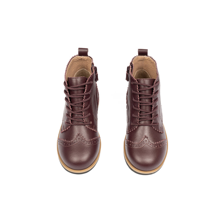 shoes emily leather wingtip lace booties - cherry leather