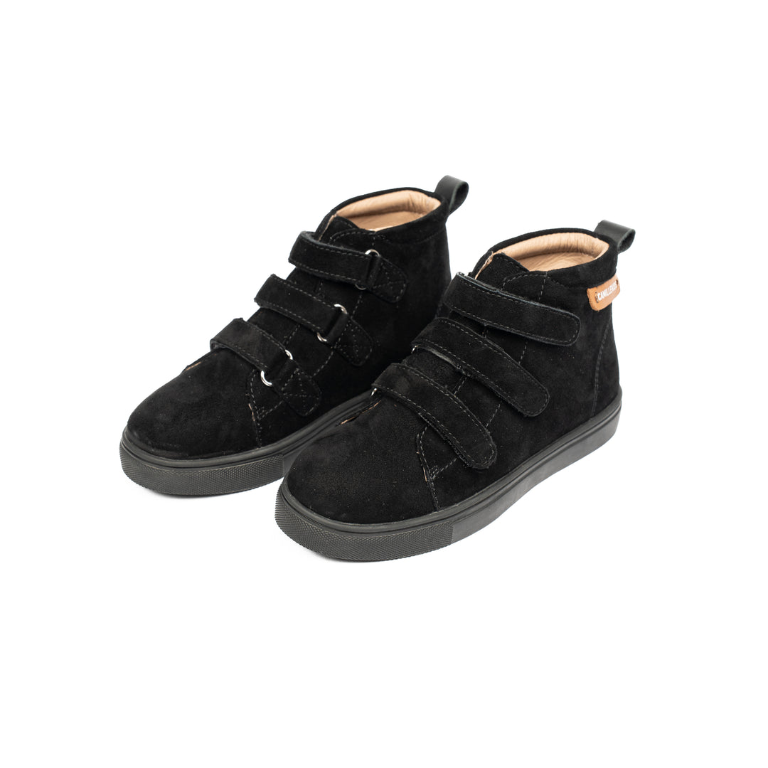 shoes arlo velcro strap high top sneakers - black suede