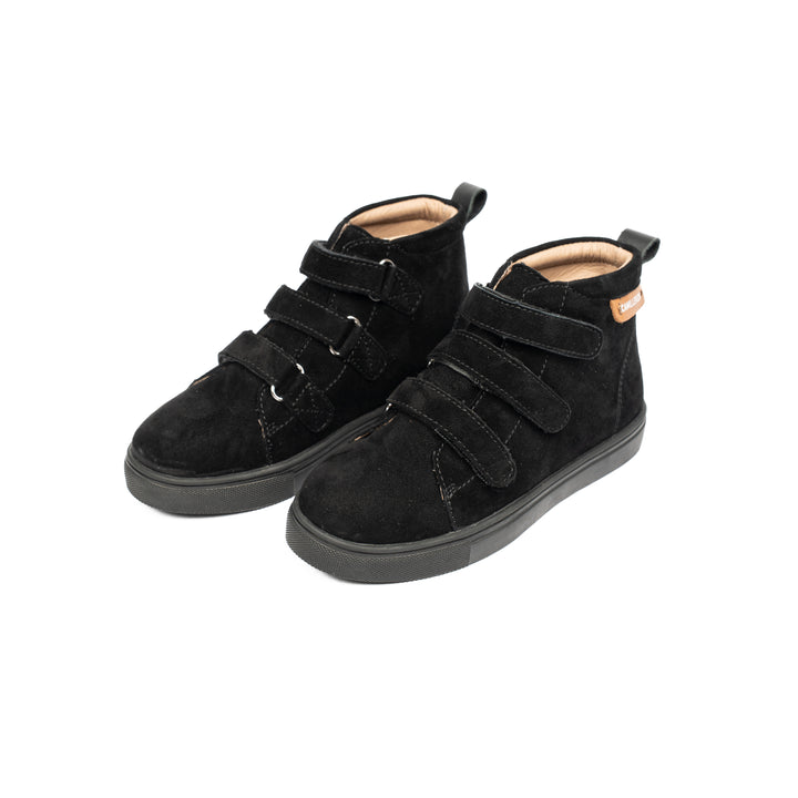 shoes arlo velcro strap high top sneakers - black suede