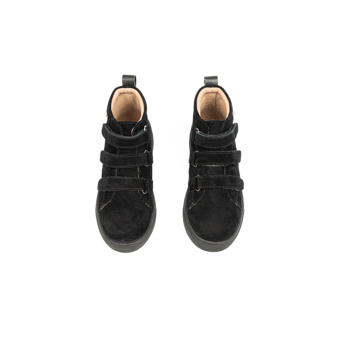 shoes arlo velcro strap high top sneakers - black suede