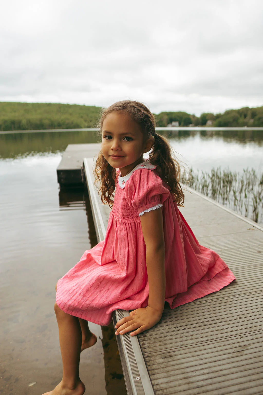 dress s/s downtown with scalloped collar - fresh pink