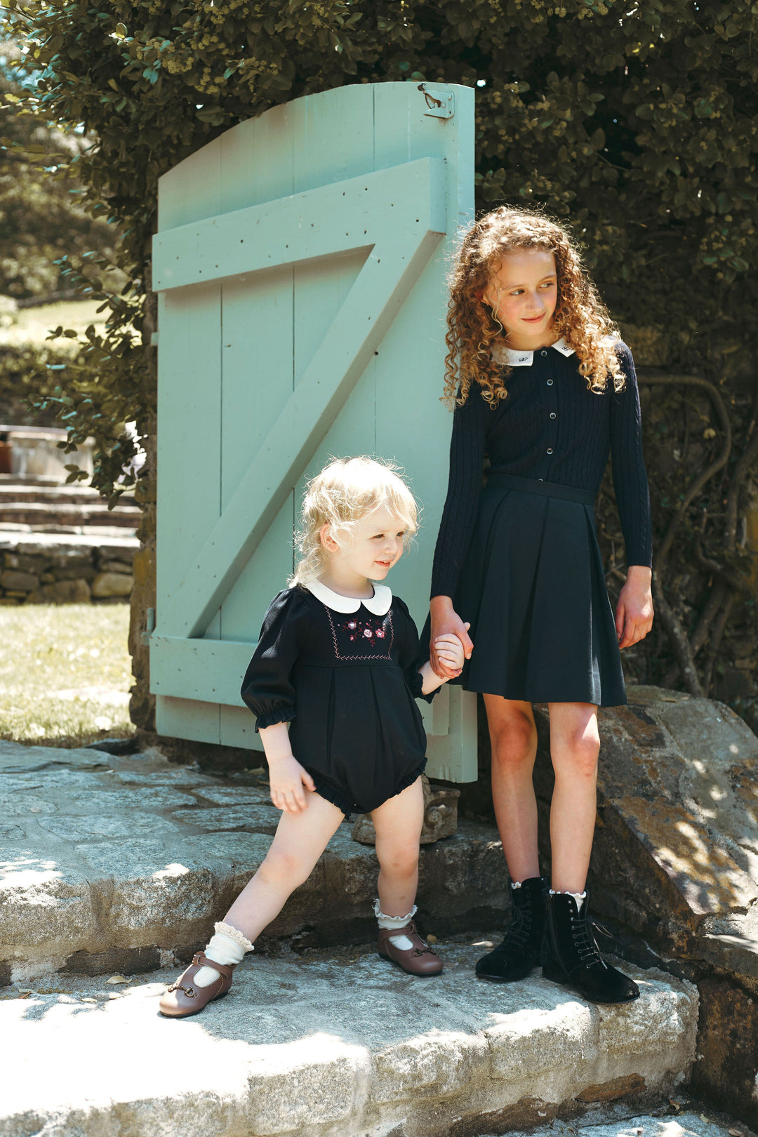 one piece herringbone embroidered bubble romper - navy