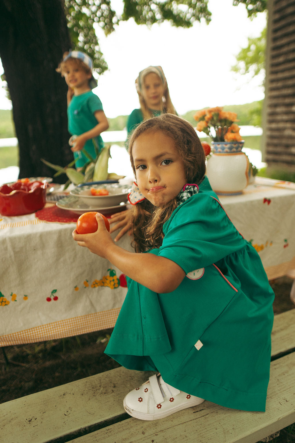 dress s/s boating crew drawstring waist - electric green