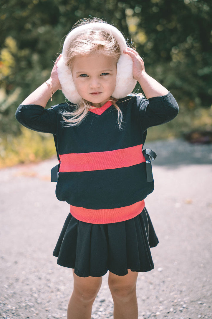 vest double ribbon side ties - black/red-110