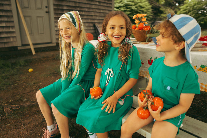 dress s/s boating crew drawstring waist - electric green