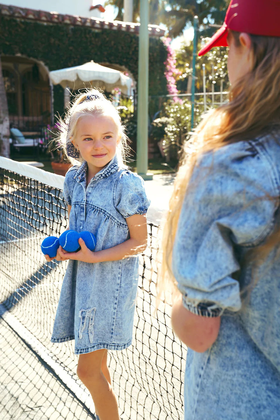 dress s/s denim shirt style with bow patch - blue denim