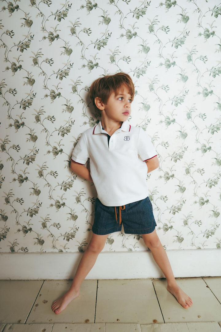 polo s/s red trims - white