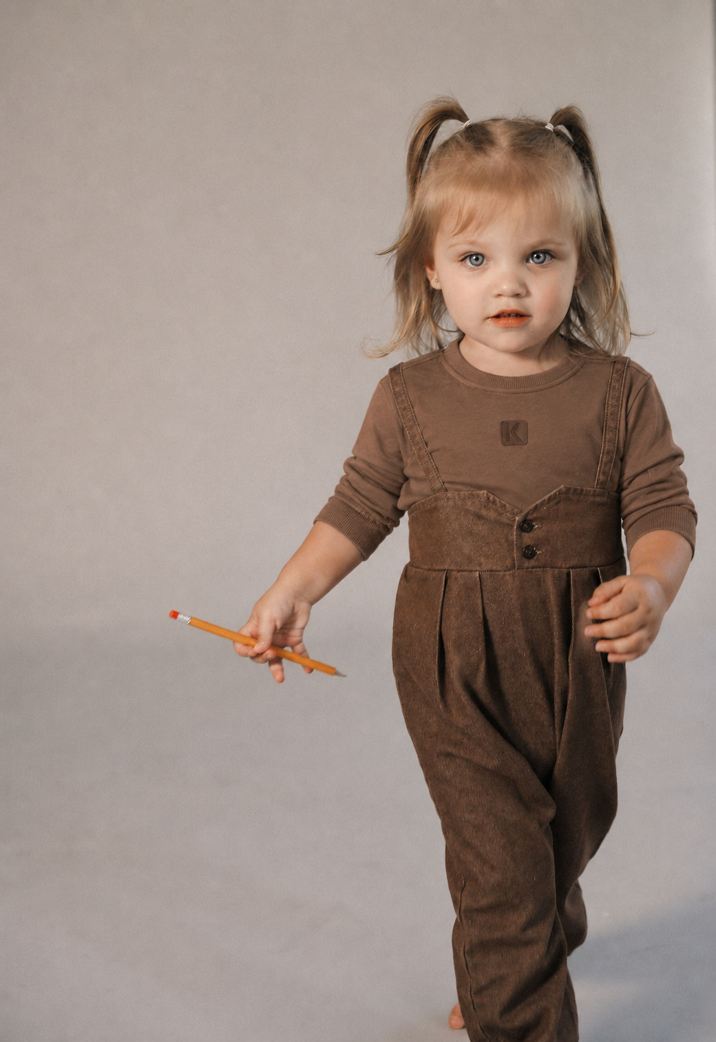 one piece yoke detail denim romper - brown denim